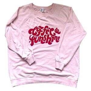 Wildfox Women’s Pullover Crew Neck Coffee & Sunshine Sweatshirt Pink Size Large
